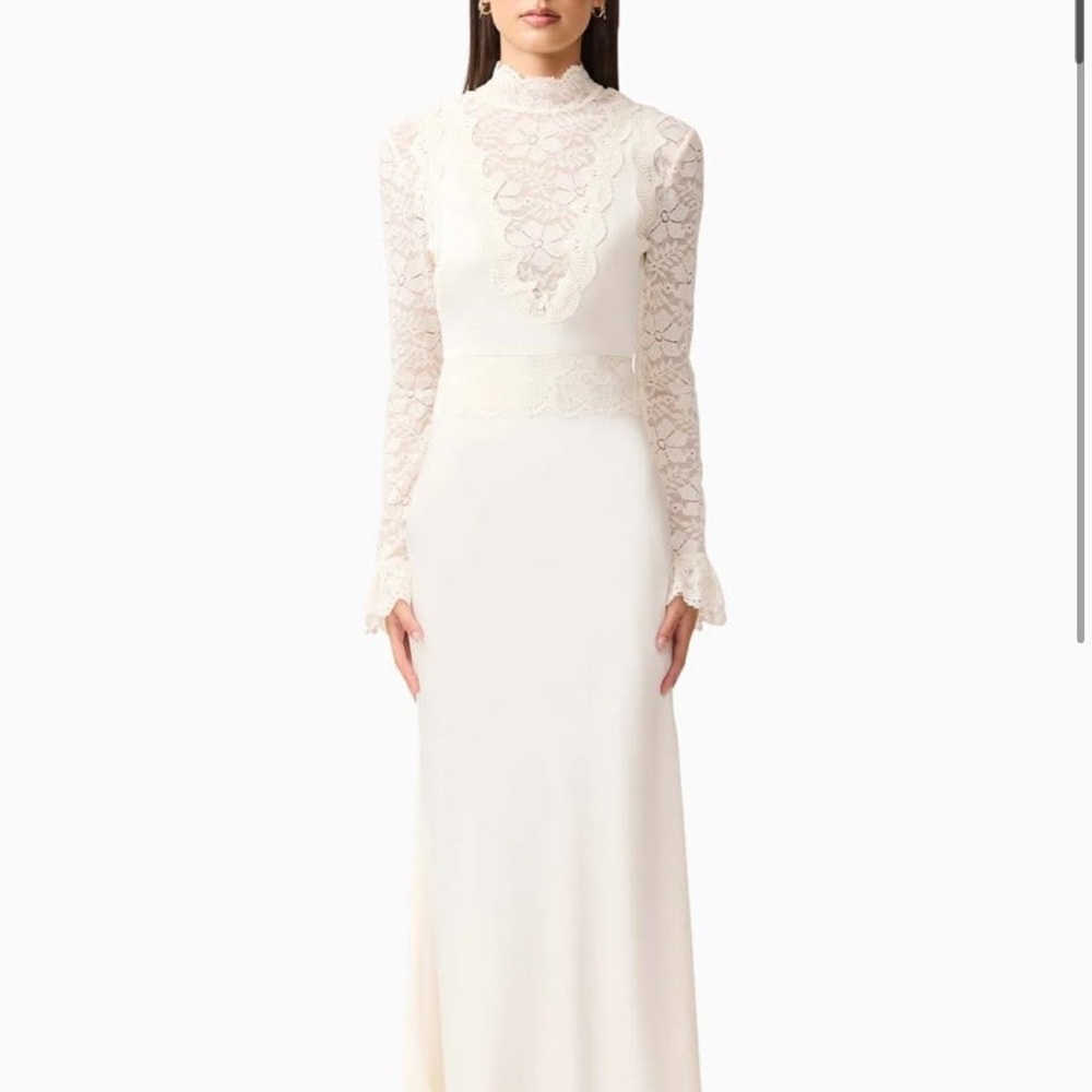 Elliatt Cream Lace Long Sleeve Dress Large
